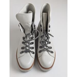 Marc Fisher Hiker Lace-Up Ankle Boots - White Leather Boots Sz 10